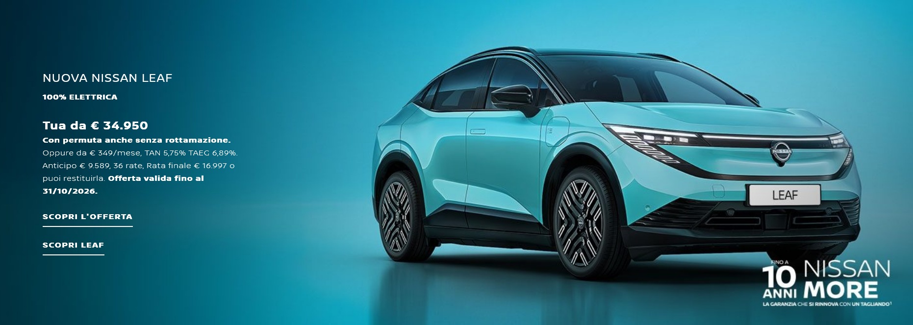 Nuova Nissan Leaf Elettrica